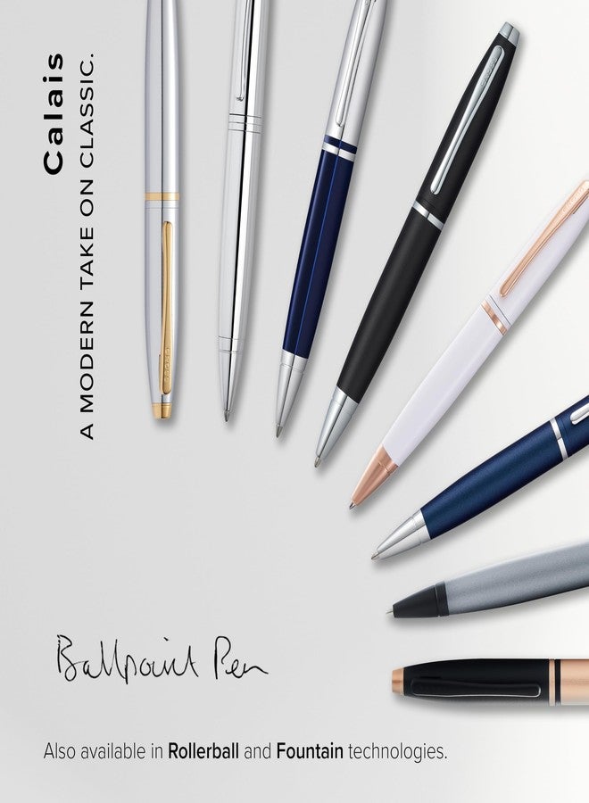 كروس قلم حبر جاف قابل لإعادة التعبئة من كروس كاليه، مُقدّم في علبة هدايا فاخرة - سن متوسط، حبر أسود، أبيض وذهبي وردي - Image 5